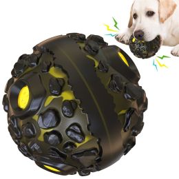 PawPartner Dog Ball Toy Squeaky Giggle Interactive Puppy Ball For Aggressive Chewers Indestructible Chew Toys For Small/Medium (Color: Black Yellow, Ships From: China)