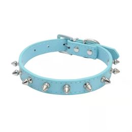 Anti-Bit Pet Necklace; Durable Dog Rivet Collar For Puppy; Pet Supplies (Color: Blue, size: S)
