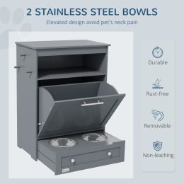 Pet Feeder Stations, Lockers, Dog Food Storage Containers (Option: Grey)